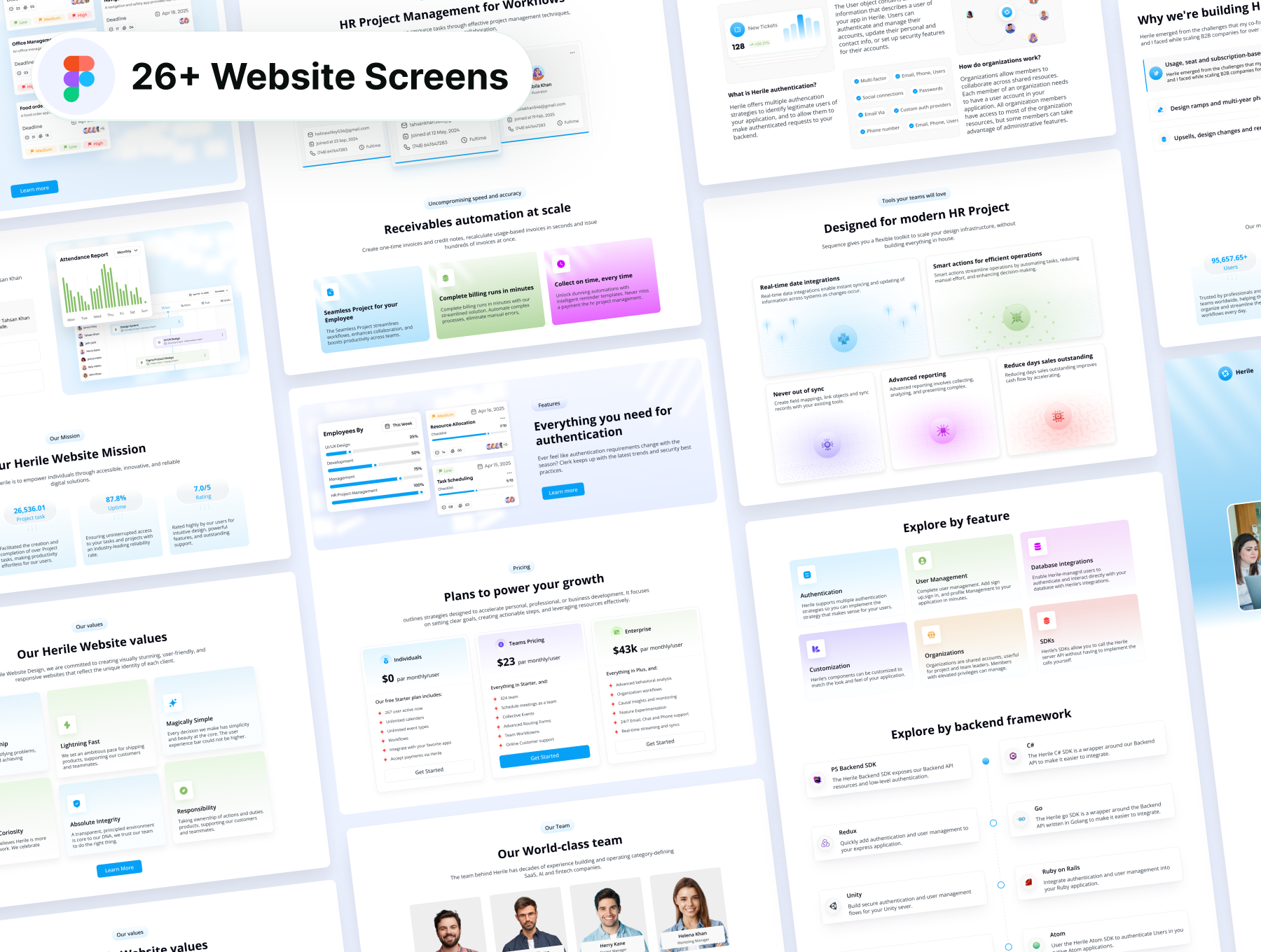 210+屏专业人力资源项目管理团队协作平台UI界面模板 | HR Project Management Website & Web App Design_OVJaq8
