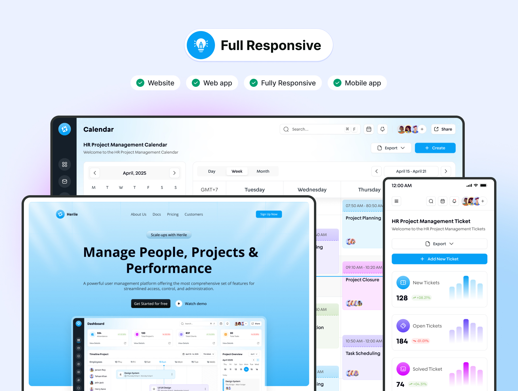 210+屏专业人力资源项目管理团队协作平台UI界面模板 | HR Project Management Website & Web App Design_tUtCGj